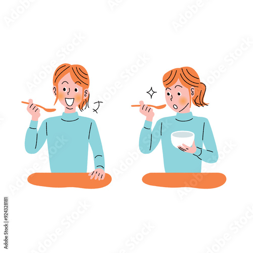 食事_女性_スプーン_3