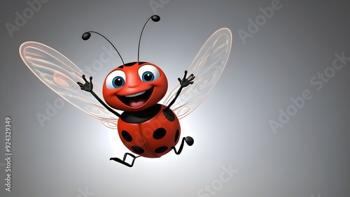 dancing ladybug a ladybug character with its wings spread wide flying in a loop.