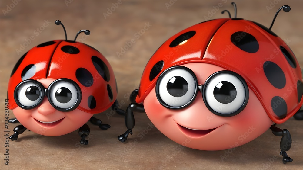 Fototapeta premium expressions and accessories give the ladybug characters fun expressions such as winking eyes joyful.