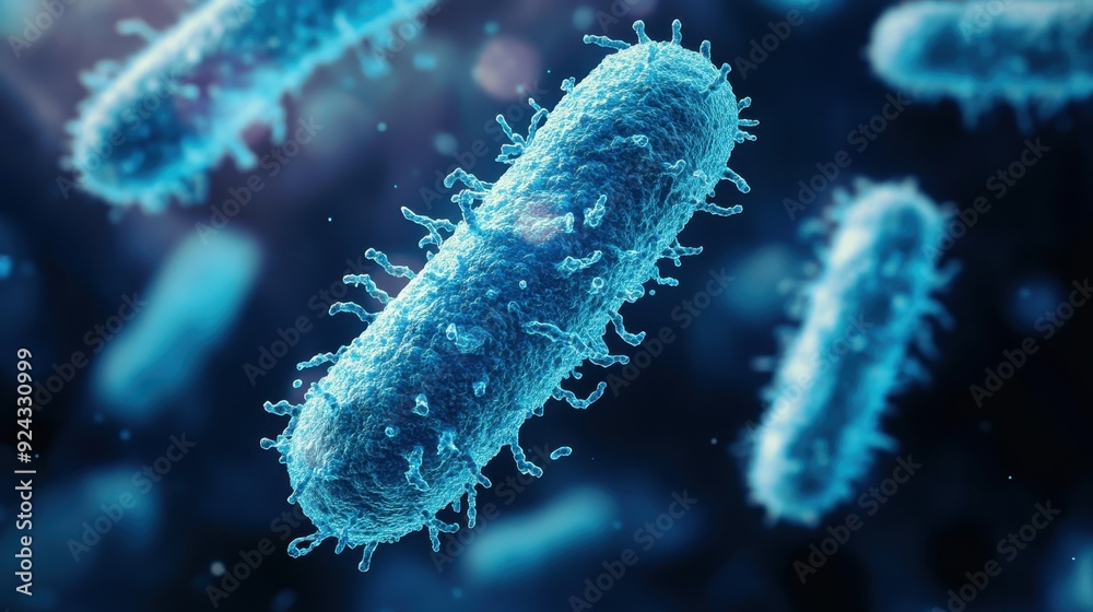 Blue Bacteria Under a Microscope. Blue Bacteria Under a Microscope.