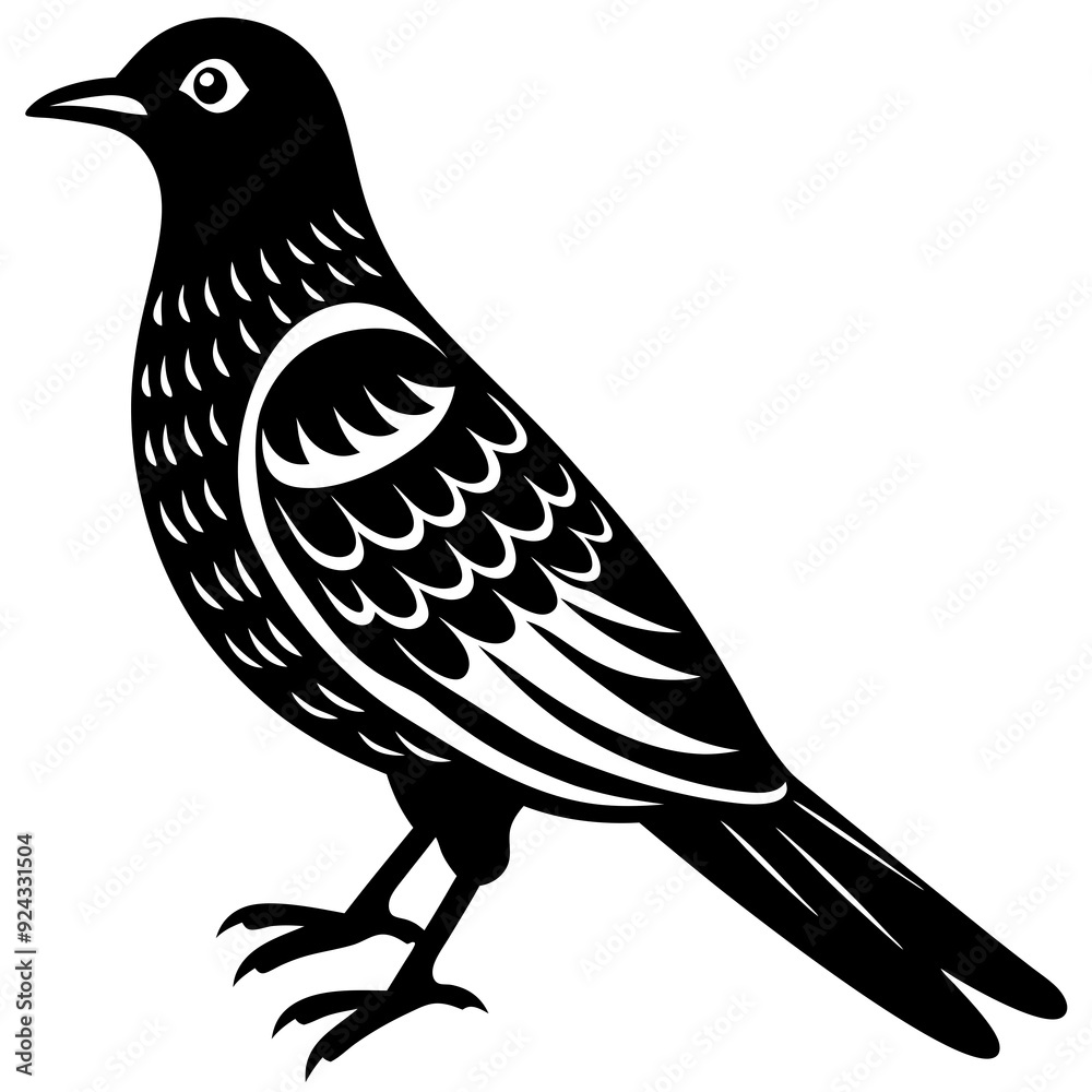Obraz premium Vector art of cuckoo icon silhouette illustration