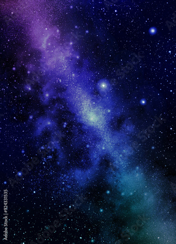 Galaxy in universe and atmosphere with little stars at dark background