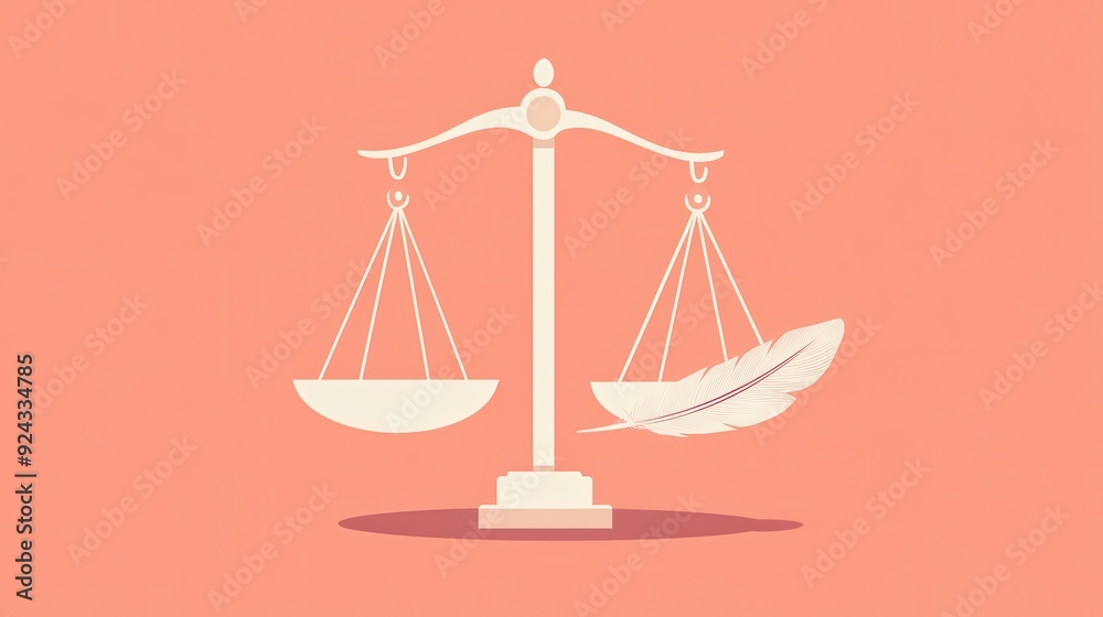 Scale of Justice with a Feather.