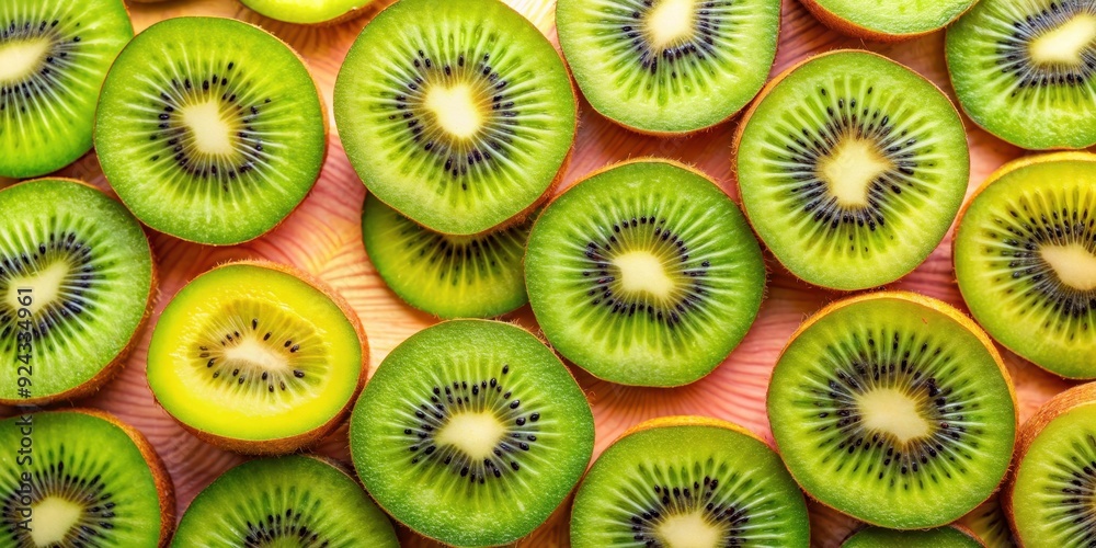 Close up of juicy and fresh kiwi fruit slices on a colorful background, kiwi, fruit, green, tropical, healthy, freshness