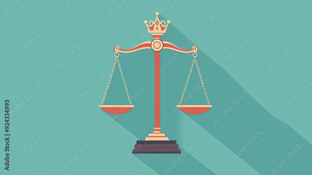 Scales of Justice with Crown. Scales of Justice with Crown.
