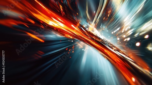 Abstract Orange and Blue Light Streaks.
