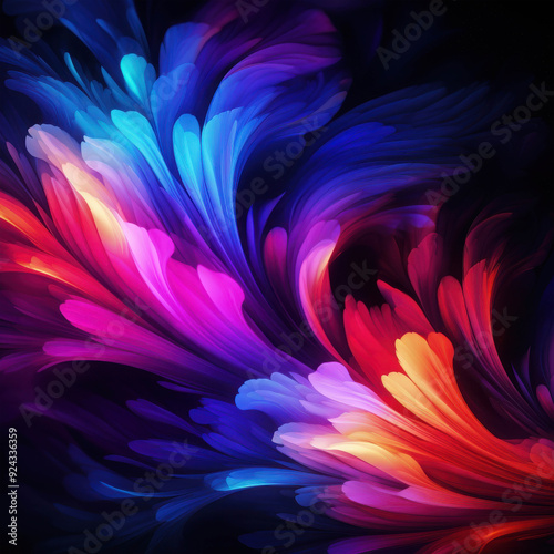 Vivid Swirls of Multicolored Light Flowing Like Waves in the Infinite Darkness