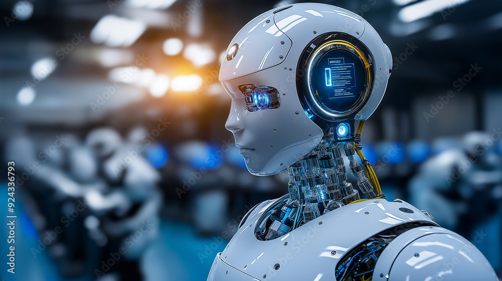 Humanoid robots perform repetitive tasks in manufacturing, increasing efficiency Humanoid robots perform repetitive tasks in manufacturing, increasing efficiency
