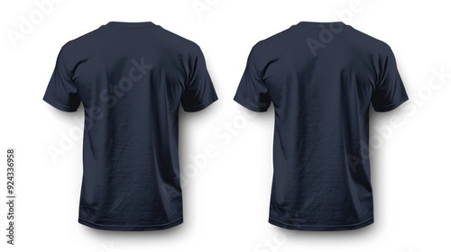 Two Navy Blue T-Shirts Mockup