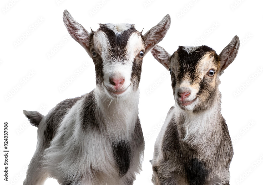 Fototapeta premium Two kids of a goat, isolated on a transparent or white background