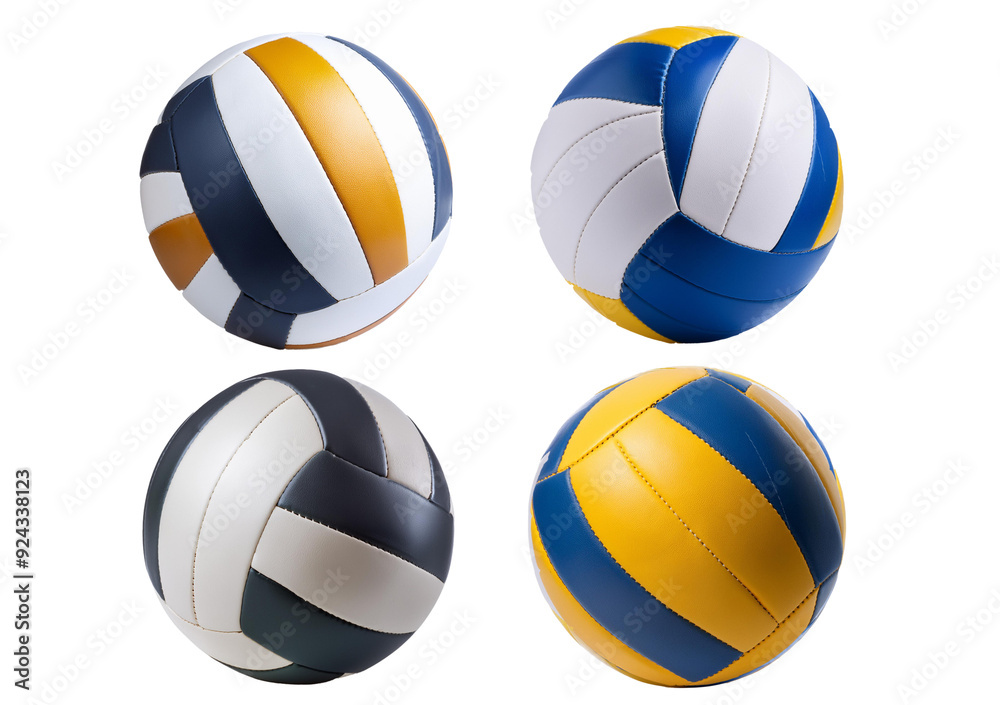 Fototapeta premium Collection Volleyball Ball 3D isolated on a transparent or white background