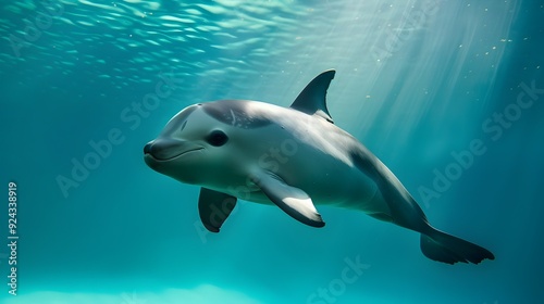 Graceful Dolphin Swimming in Vibrant Underwater Seascape