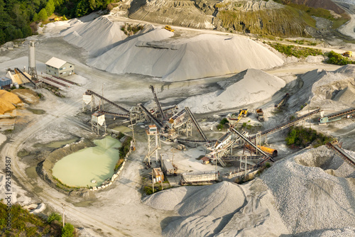 Limestone quarry at industrial open-pit mining site In North Carolina Appalachians, USA photo