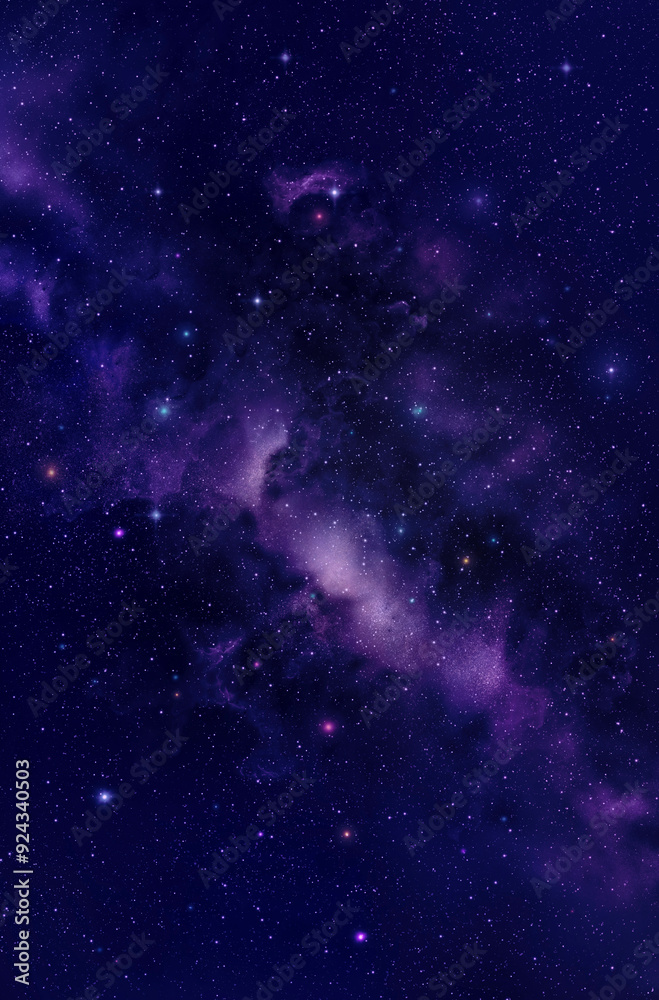Fototapeta premium The blue purple galaxy background, with The black Background and stars around.
