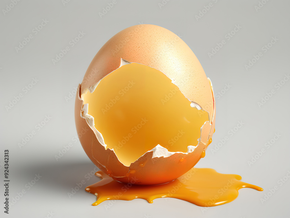 Fantastic Close-up of broken egg against white background Fantastic Close-up of broken egg against white background