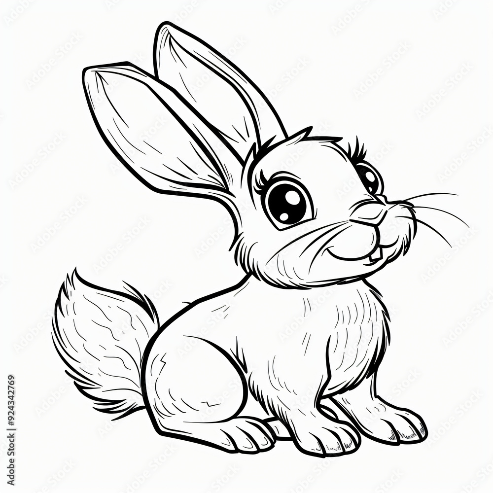 cartoon of a Rabbit children coloring book page cartoon of a Rabbit children coloring book page