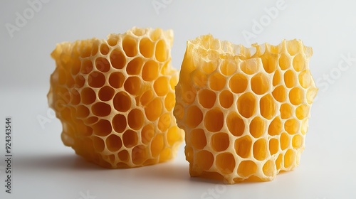 Front View of a Single Honeycomb Filled with Honey, Highlighting Its Natural Texture and Sweetness