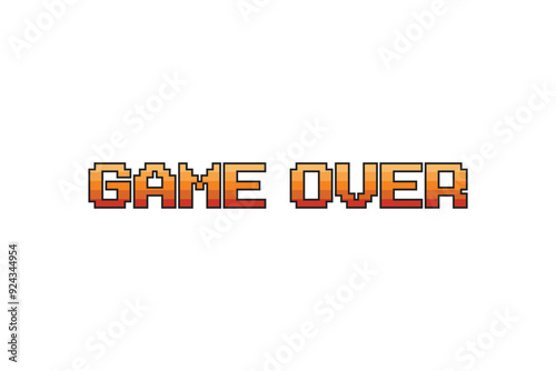 Game Over. 8 bit game. retro game on white background.