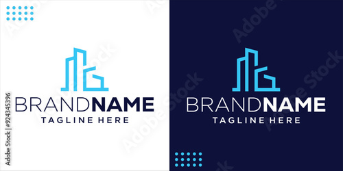 Creative MG Logo With Building Shape, Design Inspiration, Illustration, Vector