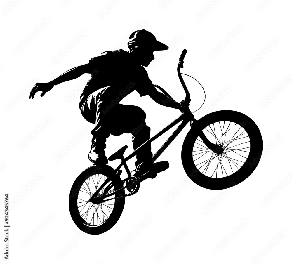 Naklejka premium silhouette of a man riding bmx bike