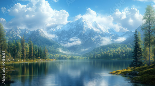 Nature and Landscape Backgrounds.High-resolution images of mountains, forests, and beaches.Generative Ai Illustratrions.