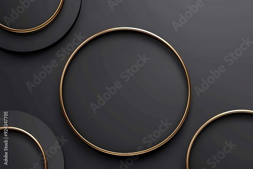 Wallpaper Mural Abstract Gold Circles on Black Background - Minimalist Geometric Design Illustration Torontodigital.ca