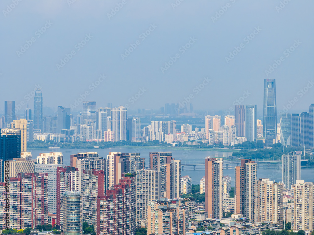 Fototapeta premium Skyline view of Wuhan City landmark