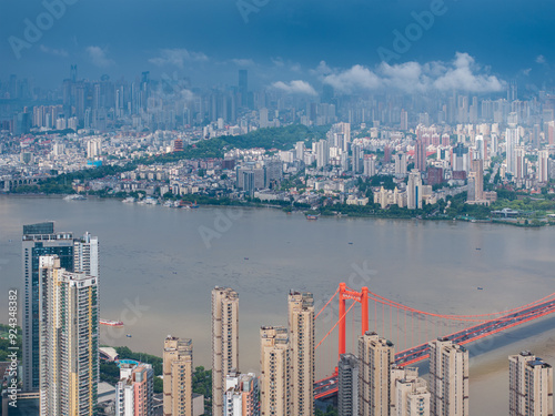 Skyline view of Wuhan City landmark