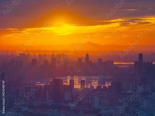 Skyline view of Wuhan City landmark