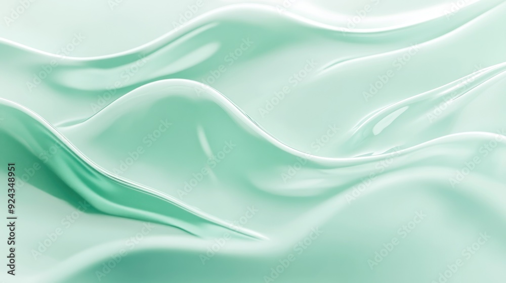 Naklejka premium Abstract Green Wavy Surface with Smooth, Shiny Texture