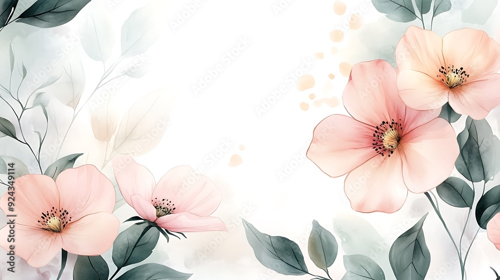 Obraz premium Embrace Nature's Beauty: A Delicate Floral Watercolor Frame for Your Creative Projects