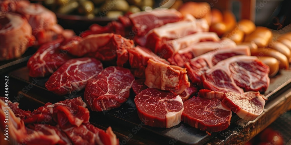 Assorted Cuts of Fresh Raw Meat Assorted Cuts of Fresh Raw Meat