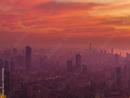 Skyline view of Wuhan City landmark