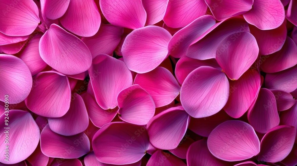 Obraz premium Pink flower petals background closeup A close-up of pink flower petals overlapping in a detailed pattern, creating a soft, vibrant background perfect for nature-themed designs
