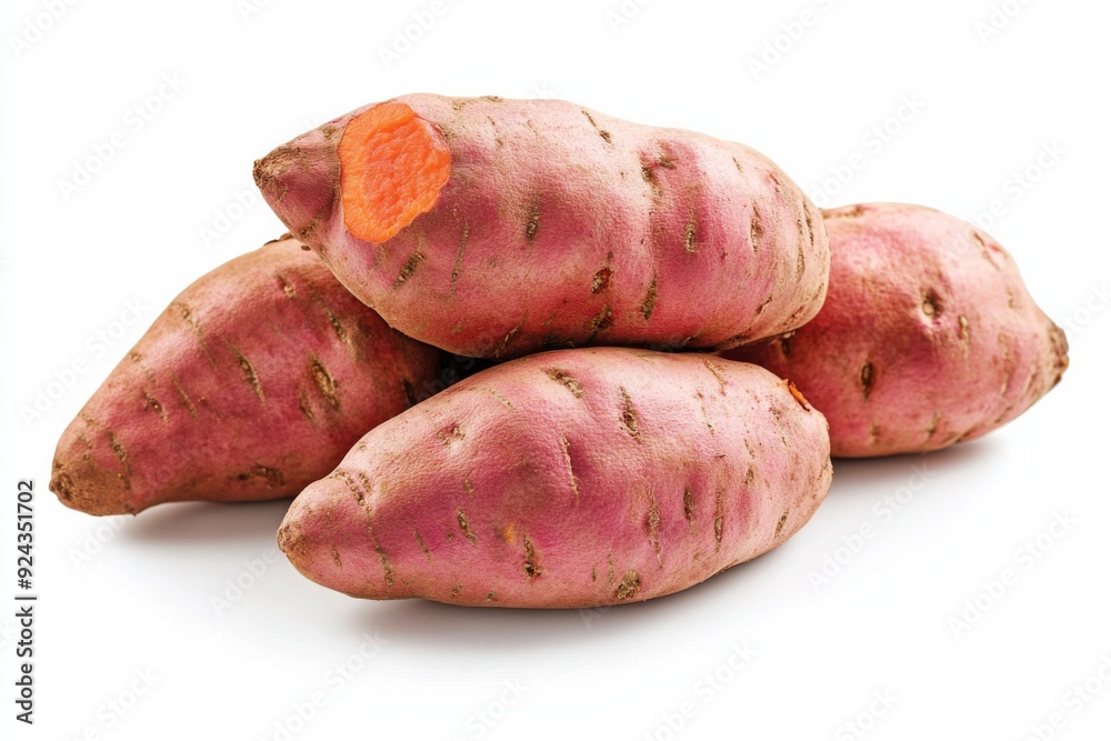 Photo of sweet potato on white background ,Generative AI Photo of sweet potato on white background ,Generative AI