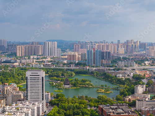 Skyline view of Wuhan City landmark