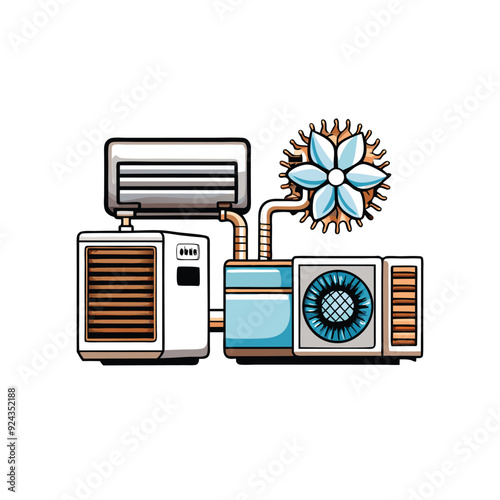 Cartoon illustration of an air conditioning unit.