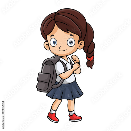 Cute happy school girl cartoon 