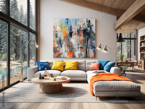Exceptional Couch with cushions and glass table
