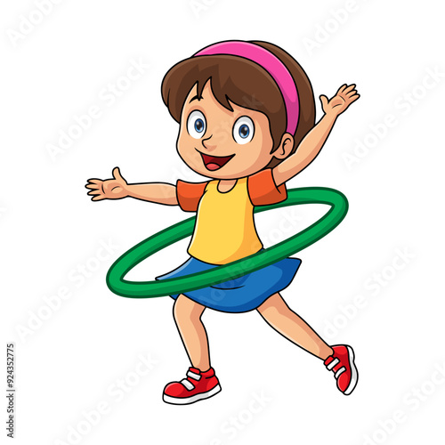 Cute girl playing hula hoop