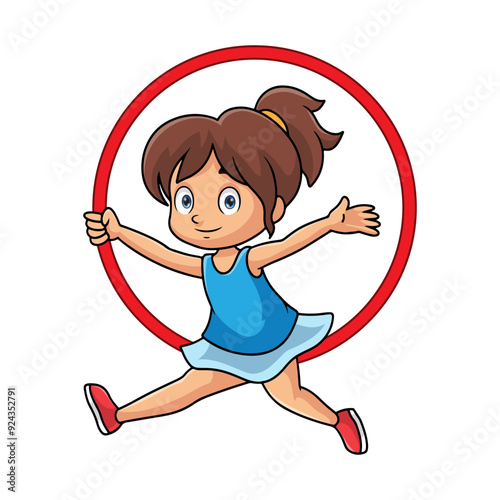Cute girl playing hula hoop
