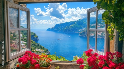 A Window View of a Breathtaking Mediterranean Coastline