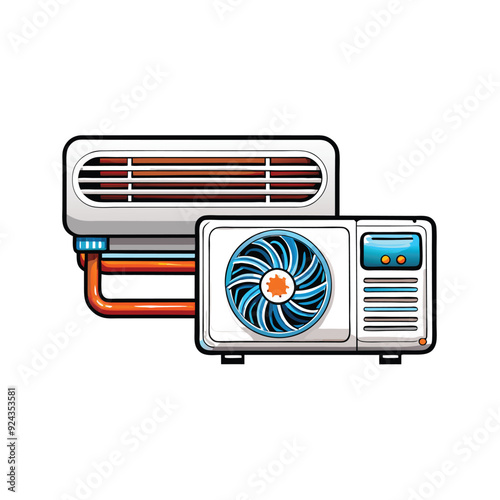 Illustration of a split system air conditioner.