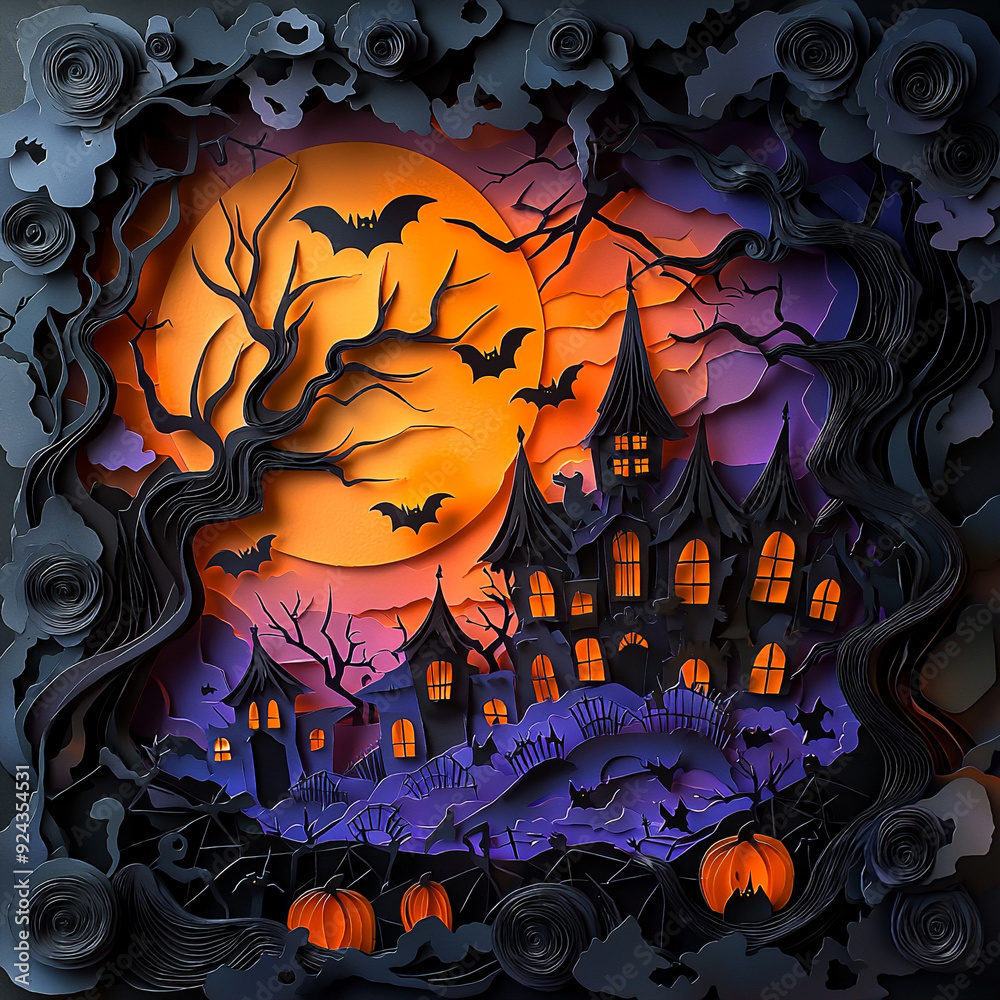 ハロウィンのコミカルなイラスト、ペーパーアート ハロウィンのコミカルなイラスト、ペーパーアート