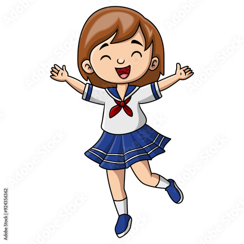 Cute happy school girl cartoon 