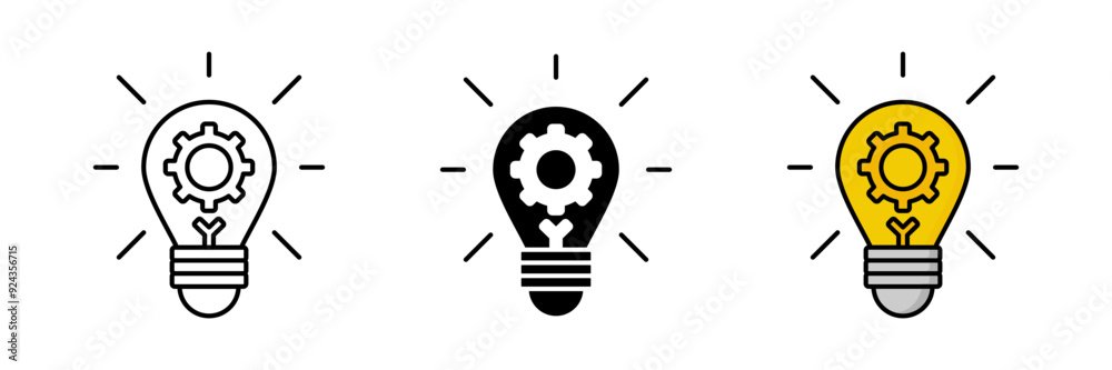 collection of light bulb and gaer icons, symbols of innovation. modern design isolated on white background collection of light bulb and gaer icons, symbols of innovation. modern design isolated on white background
