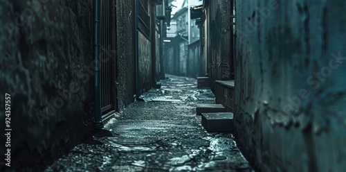 Urban Serenity. Alleyway scenery with high level of detail photo