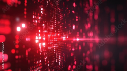 Abstract Red Binary Code Background with Bokeh Lights