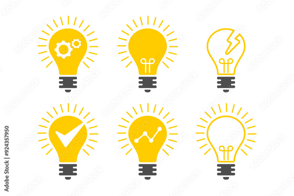 Set of light bulb represent effective business idea Set of light bulb represent effective business idea