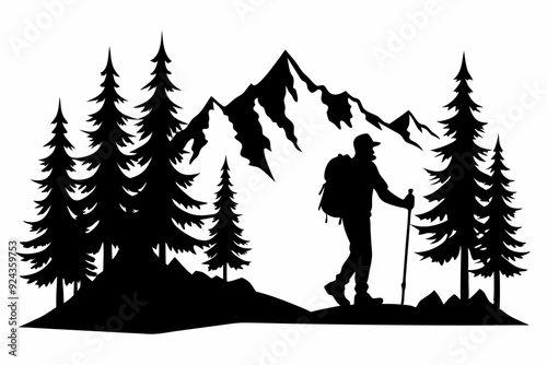 hiking silhouette vector illustration